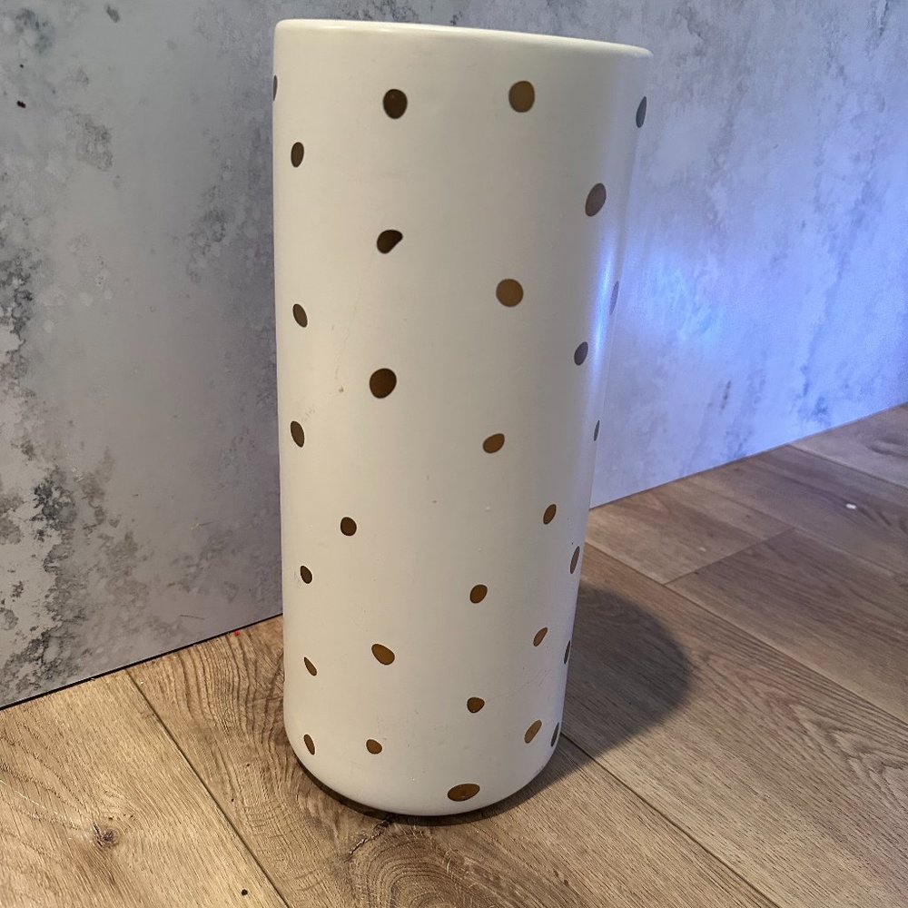 White and Gold Polka Dot Vase